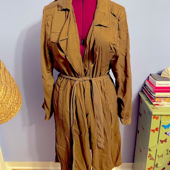 Army colored chic lightweight trench coat - Picture 1 of 4